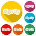 Sign up sign, Sign up icon, color icon with long shadow Royalty Free Stock Photo