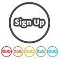 Sign up sign, Sign up icon, 6 Colors Included Royalty Free Stock Photo