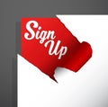 `Sign Up` text uncovered from teared paper corner. Royalty Free Stock Photo