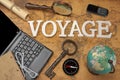 Sign Voyage, Laptop, Key, Globe, Compass, GSM Phone, Letter, Mag Royalty Free Stock Photo