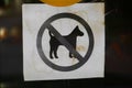 Sign Walking of pets and dogs is prohibited! on the door glass