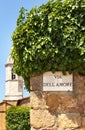 A sign on the wall in Pienza town. Italy