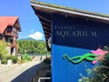 The sign on the wall of the Ucluelet Aquarium, which shows intertidal marine animals from the area, in Ucluelet, British Columbia