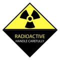 Sign warn radioactive hander carefuly