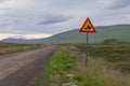 Warning sign: Sheep ahead in Iceland