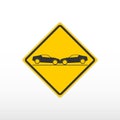 Sign warning car collision.