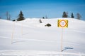 Sign warning of closed skiing area due to avalanche or other danger