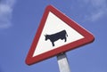 Sign warning for domestic animals on the road Royalty Free Stock Photo