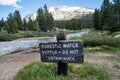 Sign warning of a domestic water supply - do not contaminate - located along the Dana Fork creek in Yosemite National Park