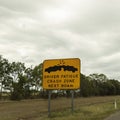 Sign Warning Of Driver Fatigue Crash Zone Ahead Royalty Free Stock Photo