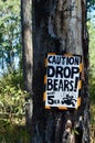 A sign warning of drop bears near Appin in New South Wales, Australia