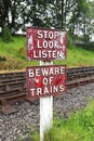 Stop Look Listen Railway Sign Royalty Free Stock Photo