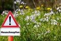 Sign with warning pollen hay fever allergy Royalty Free Stock Photo