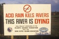 A sign warning this river is dying