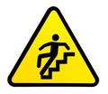 Sign warning for slippery stairs when wet Royalty Free Stock Photo