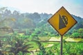 Sign warning of steep roads in Sumatra Royalty Free Stock Photo