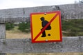 A sign warning tourists to do not poop in this area of Iceland