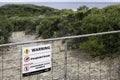 Sign \'Warning Unexploded Bombs\' in Point Nepean National Park in Australia