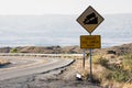 Sign warns trucks to use lower gear on the steep, winding Palm to Pines Highway