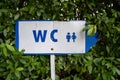 Sign for the WC watercloset, or toliet in blue and white, for men and women Royalty Free Stock Photo