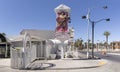 Sign wedding chapel with picture of Elvis Presley and the little white chapel in background for fast marriages