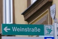 Sign of a `weinstrasse` wine road in austria