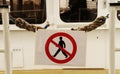 A sign who say No entry for bad people on some commercial boat Royalty Free Stock Photo