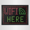 Sign of wifi in a retro style with light bulbs Royalty Free Stock Photo