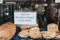 Sign in a window of a famous Beigel Shop in Brick Lane, London, UK Royalty Free Stock Photo