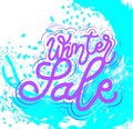 Sign Winter Sale, template, hand drawn type. Vector.