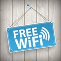 Sign Wooden Background Free Wifi