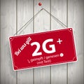 Sign Wooden Background 2G Plus Royalty Free Stock Photo