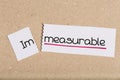 Sign with word immeasurable turned into measurable Royalty Free Stock Photo