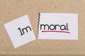 Sign with word immoral turned into moral Royalty Free Stock Photo