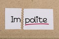 Sign with word impolite turned into polite Royalty Free Stock Photo