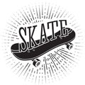 Sign with word Skate riding on it. For tattoos, signs, logos etc. Vector