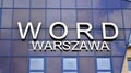 Sign Word Warszawa. Company signboard Word Warszawa.