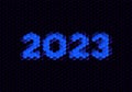 Sign of the 2023 year with hex pixel grid. New Years number or digits for holiday eve celebration card or calendar.