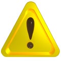 sign yellow trianlge exclamation mark - 3d rendering Royalty Free Stock Photo