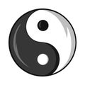 Sign yin yang icon, black monochrome style