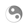 Sign yin yang icon, black monochrome style