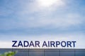 Sign Zadar Airport on the roof of the international airport