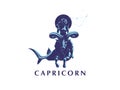 Sign of the zodiac Capricorn. A woman riding a horse in Capricorn.