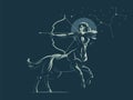 Sign of the zodiac Sagittarius. The constellation of Sagittarius. Vector illustration.