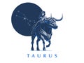 Sign of the zodiac Taurus. Bull. Vector illustration.