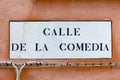 Signage calle de la comedia - engl:comedy street -  in Venice Royalty Free Stock Photo