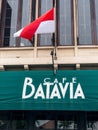 Signage of The Canopy of Cafe Batavia with Indonesian National Flag