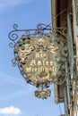 Signage die Adler Wirtschaft - engl: the eagle restaurant - with owner Franz Keller in Hattenheim, Germany Royalty Free Stock Photo