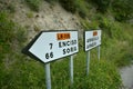 Signage at a road junction in Peroblasco to go in different directions. Royalty Free Stock Photo