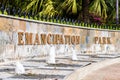 Entrance to the Emancipation Park in New Kingston, Jamaica